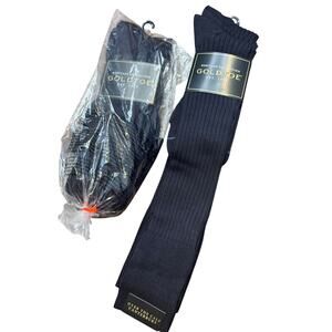 Mens Goldtoe Canterbury Over The Calf Dress Socks Black Sz 6-12.5 NEW 6 pairs
